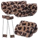 Threlaco Crutches Padding Universal Crutch Pads for Armpits and Hand Grips Faux Fur Padding for Underarm Soft Fluffy Crutch Pads Underarm Crutches Covers Set Accessories for Armpits(Leopard)