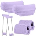 Threlaco Crutches Padding Universal Crutch Pads for Armpits and Hand Grips Faux Fur Padding for Underarm Soft Fluffy Crutch Pads Underarm Crutches Covers Set Accessories for Armpits(Purple)