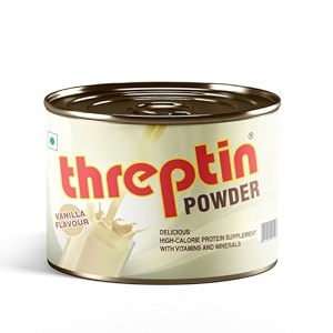 threptin protein powder  200g 27 servings  vanilla flavor  casein-based protein with 18 vitamins amp minerals  antioxidants  supports recovery weight gain amp overall health for men women amp kids