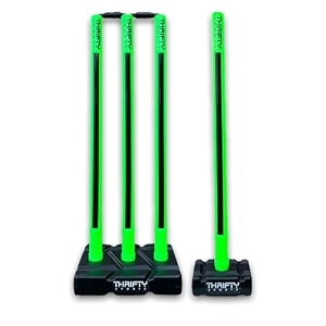 thrifty sports cricket stumps set - 4 stumps  2 bails  2 stand full size 303234 st grenzz 1