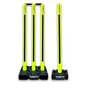 thrifty sports cricket stumps set - 4 stumps  2 bails  2 stand full size 303234 st wsf  1f