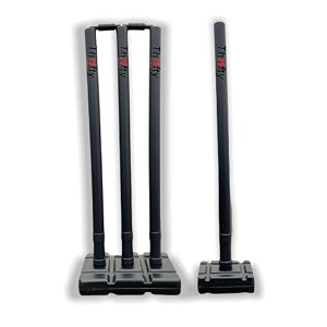thrifty sports cricket stumps set - 4 stumps  2 bails  2 stand full size 303234 black