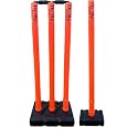 Thrifty Sports® Cricket Stumps Set - 4 Stumps + 2 Bails + 2 Stand Full Size 30/32" (Orange)