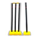 Thrifty Sports® Cricket Stumps Set - 4 Stumps + 2 Bails + 2 Stand Full Size 30/32" (Blk YLW +1)