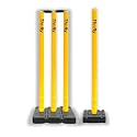 Thrifty Sports® Cricket Stumps Set - 4 Stumps + 2 Bails + 2 Stand Full Size 30/32" (YLW blk + 1)