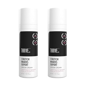 thriveco stretch marks expert serum cream  for new red amp old white stretch marks removal amp skin hydration  powered by striover rosehip oil amp squalane  for men amp women  30ml pack of 2