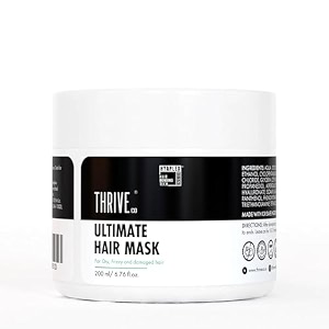 thriveco ultimate hair mask with hyaplex for dry lifeless frizzy and damaged hair  smooths frizz repairs damage hydrates amp strengthens hair  200 ml