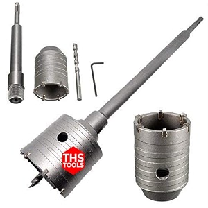 ths-053 75 mm concrete wall drill bit hole saw cutter and 200 mm connecting rod with wrench for brick cement stone grey