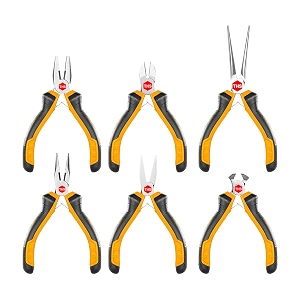 hmps06115 mini plier set including 45 inch combination pliers diagonal and end cutting pliers needle long and flat nose pliers - multicolor