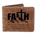 THTCSQ Christian Gifts Leather Wallet Faith Can Move Mountains Leather Wallet Bible Verse Faith Religious Christian for Women Men (Faith can move mountains)