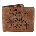 THTCSQ Christian Gifts Leather Wallet I Can Do All Things Leather Wallet Bible Verse Faith Religious Christian for Men (I can do all things)