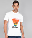 Thumb Print Printed Men Round Neck White