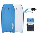 THURSO SURF 42'' Body Boards for Beach Pool Lightweight PE Core IXPE Deck HDPE Bottom FRP Stringers High Performance Body Board with Double Swivel Surf Leash and Bodyboard Bag Lightning
