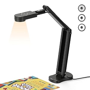 thustar 8mp document camera amp webcam 4k with dual microphones usb visualiser a3-size 3-level led lights image invert function fold for live demo distance education -windows macos and chrome os