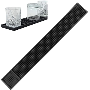 thw pvc rubber bar service mat spill mat for counter top bar rail for glassware non slip - 60 cm x 8 cm