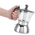 THW® Stovetop Espresso Maker, Moka Pot, Percolator Italian Coffee Maker (3Cup), Mocha Cappuccino and Latte single-origin pour, Stainless Steel Pot and unbreakable pc pot