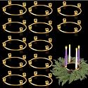 Thyle 12 Pcs Christmas Metal Advent Wreath Rings, Gold Candle Holder