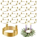 Thyle 20 Pcs Christmas Metal Advent Wreath Rings, Gold Candle Holder