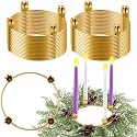 Thyle 30 Pcs Christmas Metal Advent Wreath Rings, Gold Candle Holder