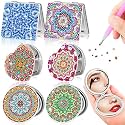 Thyle 6 Pcs Diamond Painting Compact Mirror DIY Painting Pocket Folding Portable Purse Mirror with Magnification Diamond Art Kits Gifts for Women