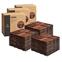 THYOI Deck Tiles, Patio Flooring - Outdoor Waterproof Acacia Wood Tiles for All Weather Use - Balcony, Backyard, Indoor & Outdoor (Dark Brown Crossed Pattern, 30 Pcs - 30 Square Ft)