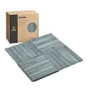 THYOI Premium Deck Tiles, 10 Pcs Patio Flooring - Grey - Striped Pattern