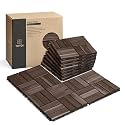 THYOI Premium Deck Tiles, 10 Pcs Patio Flooring -Espresso- Crossed Pattern