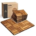 THYOI Premium Deck Tiles, 10 Pcs Patio Flooring - Golden Teak - Crossed