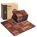 THYOI Premium Deck Tiles, 10 Pcs Patio Flooring - Brown - Crossed Pattern