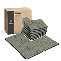 THYOI Premium Deck Tiles, 10 Pcs Patio Flooring - Green - Crossed Pattern