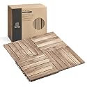 THYOI Premium Deck Tiles, 10 Pcs Patio Flooring - White - Striped Pattern