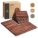 THYOI Premium Deck Tiles, 10 Pcs Patio Flooring - Brown - Striped Pattern