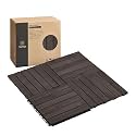 THYOI Premium Deck Tiles, 10 Pcs Patio Flooring - Black - Striped Pattern