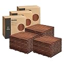 THYOI Premium Deck Tiles, 30 Pcs Patio Flooring - Brown - Striped Pattern