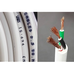 tia 25 mm 3 core copper round cable wire for acgeyser heavy electrical uses - isi mark white pvc 2 meters