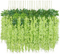 Tia Crafts Polyester Artificial Hanging Flowers For Ceiling Balcony || Green Westeria Artificial Flower  with Pot