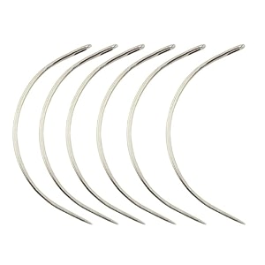 tia crafts curved sewing needle set  big eye needle for thick thread beading embroidery ari work punch needle garland making amp book binding  heavy duty hand stitching needles pack of 6