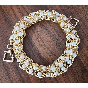 tia premium purse shoulder bag chain strap handle handbag purse chain replacement purse clutch making replacement decoration amp diy golden chain with pearl and cat hook-115cm 1 pc