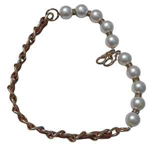 tia premium purse shoulder bag chain strap handle handbag purse chain replacement purse clutch making decoration amp diy golden chain with brown leather pearl with hook-16inch-1pc