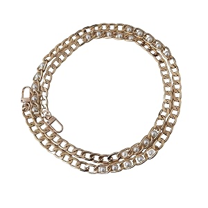 tia premium purse shoulder bag chain strap handle handbag purse chain replacement purse clutch making decoration amp diy golden premium flat chain with pearl chain-120cm-1 pc