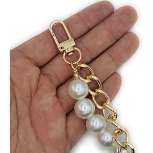 tia premium purse shoulder bag chain strap handle handbag purse chain replacement purse clutch making decoration amp diy golden premium flat chain with pearl chain-16in-4 pcs
