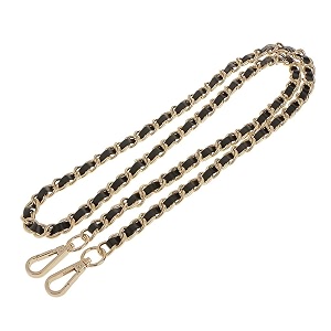 tia premium purse shoulder bag chain strap handle handbag purse chain replacement purse clutch making replacement decoration amp diy gold chain with premium black leatherette strap-100cm 2 pcs