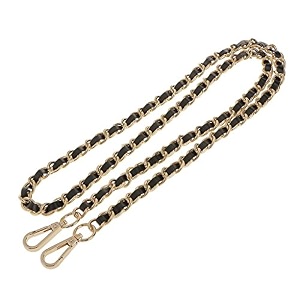 tia premium purse shoulder bag chain strap handle handbag purse chain replacement purse clutch making replacement decoration amp diy gold chain with premium black leatherette strap-120cm 1 pc