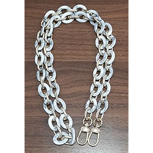 tia premium purse shoulder bag chain strap handle handbag purse chain replacement purse clutch making decoration amp diy acrylic white-gery amp golden chain with premium hook-110cm 1 pc