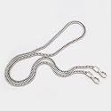 Tia Premium Purse Shoulder Bag Chain Strap Handle, Handbag Purse Chain Replacement, Purse, Clutch Making, Decoration &amp; DIY (Silver Premium Flat Chain with Heavy Hexa Hook-120Cm-4 Pcs)