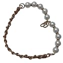 Tia Premium Purse Shoulder Bag Chain Strap Handle, Handbag Purse Chain Replacement, Purse, Clutch Making, Decoration &amp; DIY (Golden Chain with Brown Leather Pearl with Hook-16inch-1Pc)