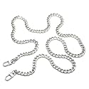 Tia Premium Purse Shoulder Bag Chain Strap Handle, Handbag Purse Chain Replacement, Purse, Clutch Making, Decoration &amp; DIY (Silver Flat Thick Premium Chain-120cm-1Pc)