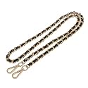 Tia Premium Purse Shoulder Bag Chain Strap Handle, Handbag Purse Chain Replacement, Purse, Clutch Making, Replacement, Decoration &amp; DIY (Gold Chain with Premium Black Leatherette Strap-120cm, 1 Pc)