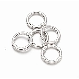 tia premium spring ring metal spring gate open o ring openable round carabiner for leather bag handbag belt strap keychain silver spring ring-20mm-6pcs