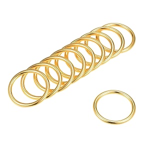 tia premium spring ring metal spring gate open o ring openable round carabiner for leather bag handbag belt strap keychain golden rings 1inch-10pcs